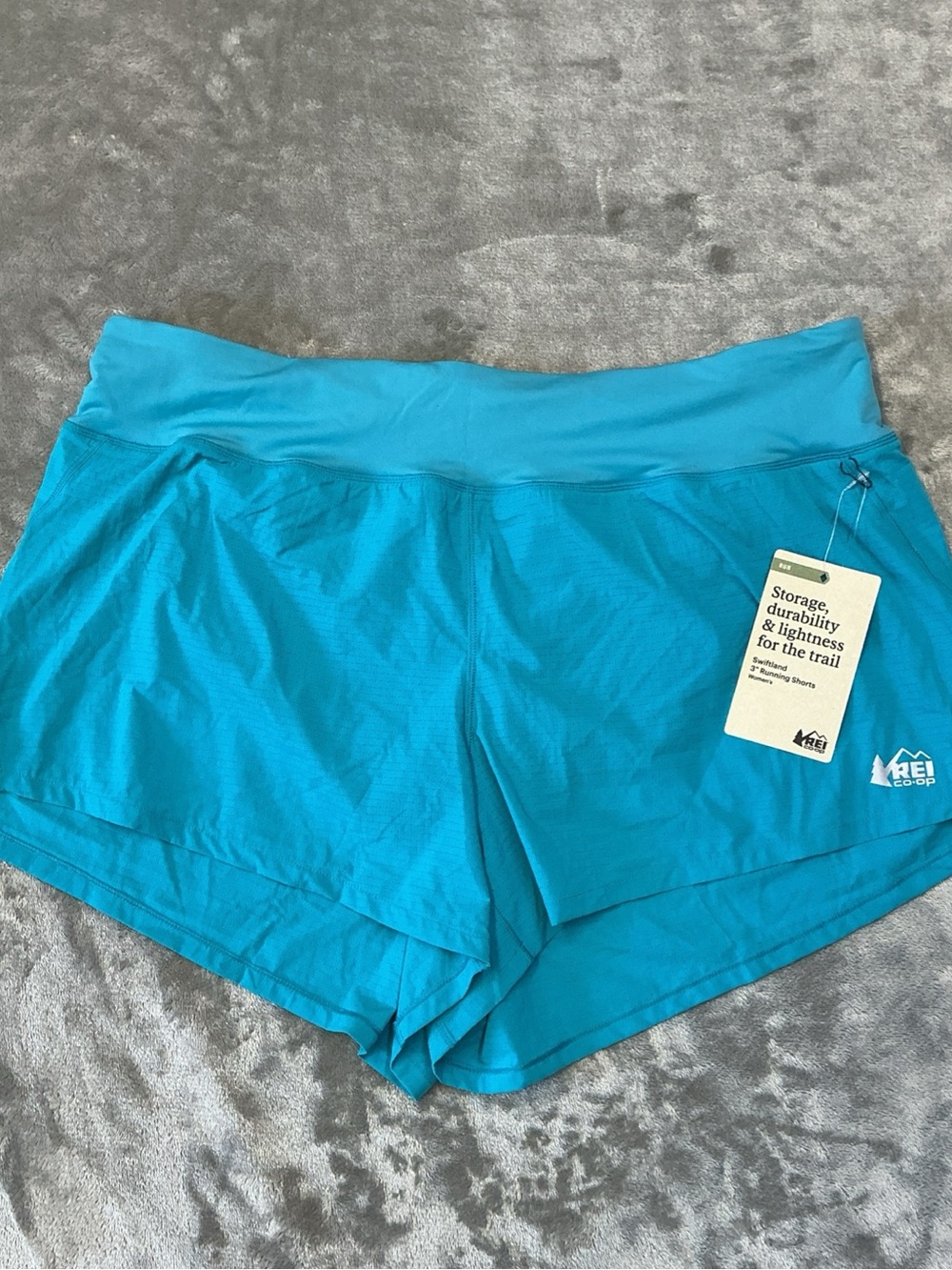 REI Co-Op Swiftland 3 Running Shorts Women’s  XL Aero Blue Lined pockets Trail